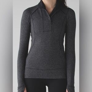 Lululemon Think Fast Pullover Heathered Herringbone Heathered Black Women Sz 10